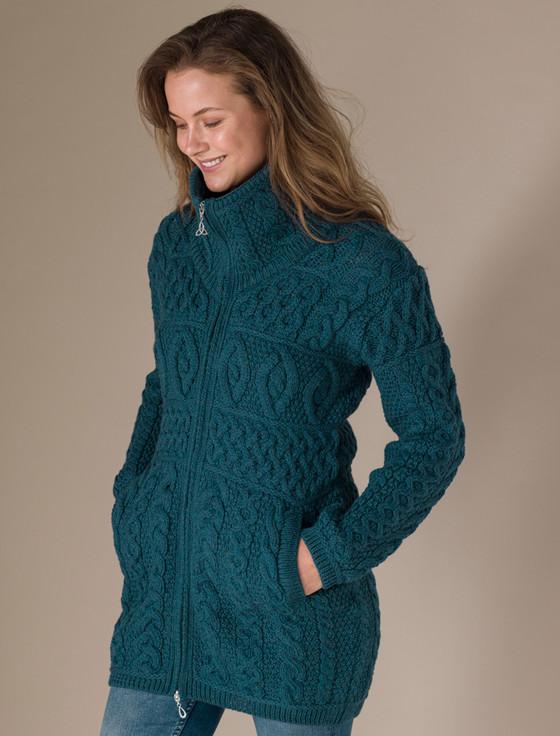aran cashmere Double Collar Merino Aran Coat