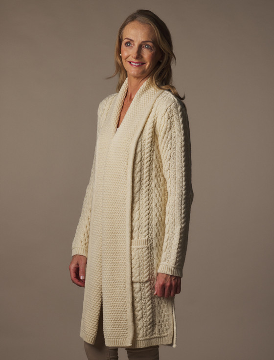 aran cashmere Drape Front Aran Shawl Cardigan‎