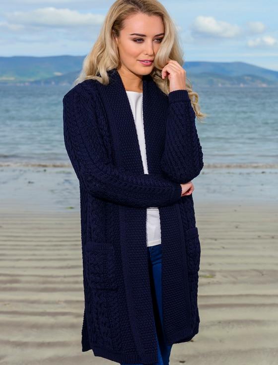 Aran Cashmere ‎Drape Front‎ Aran Shawl Cardigan‎