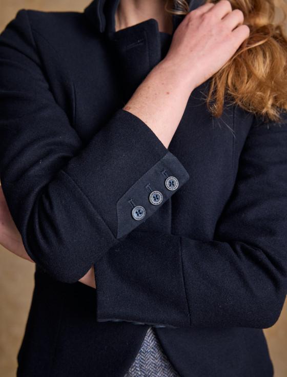 Aran Cashmere Emer Tweed Blazer - Deep Navy Melton