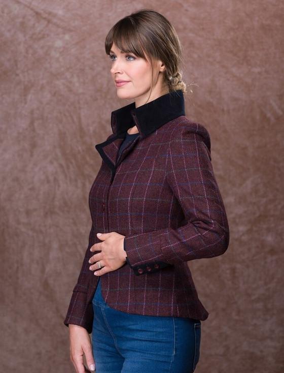 Aran Cashmere Emer Tweed Blazer - Winter Berry Check