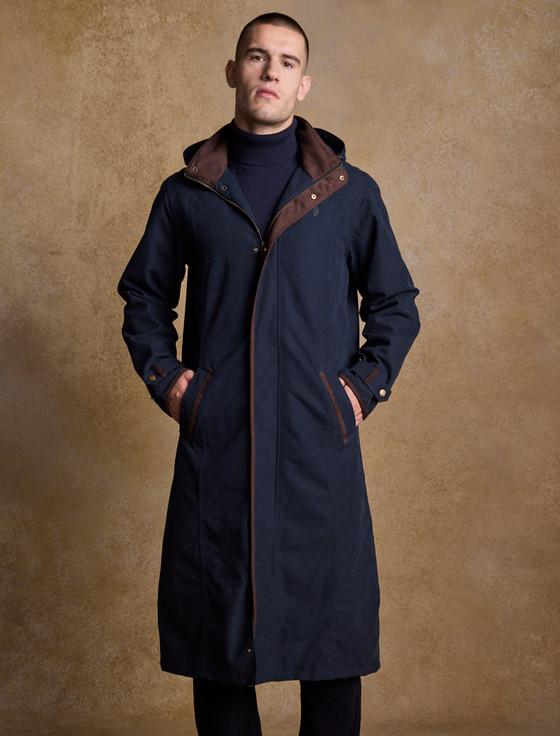 Aran Cashmere Emmet Waterproof Long Coat - Navy