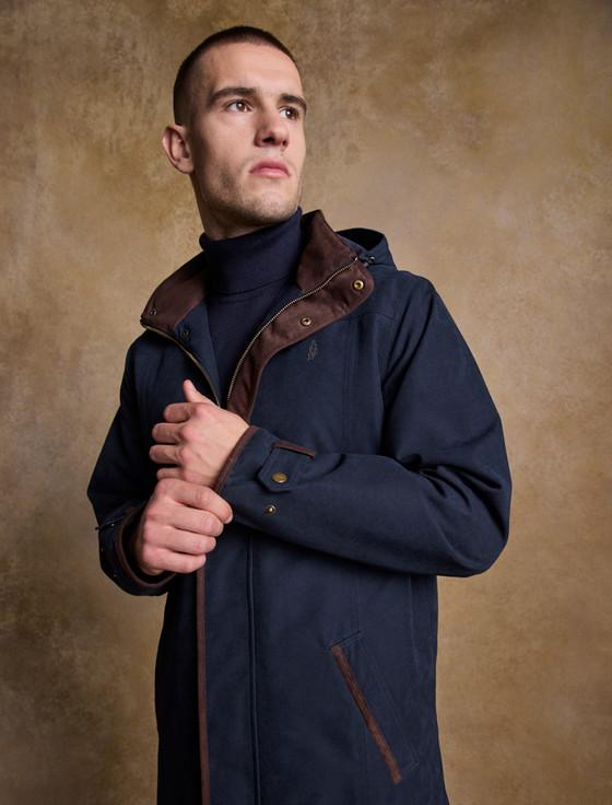 Aran Cashmere Emmet Waterproof Long Coat - Navy