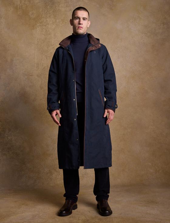 aran cashmere Emmet Waterproof Long Coat - Navy