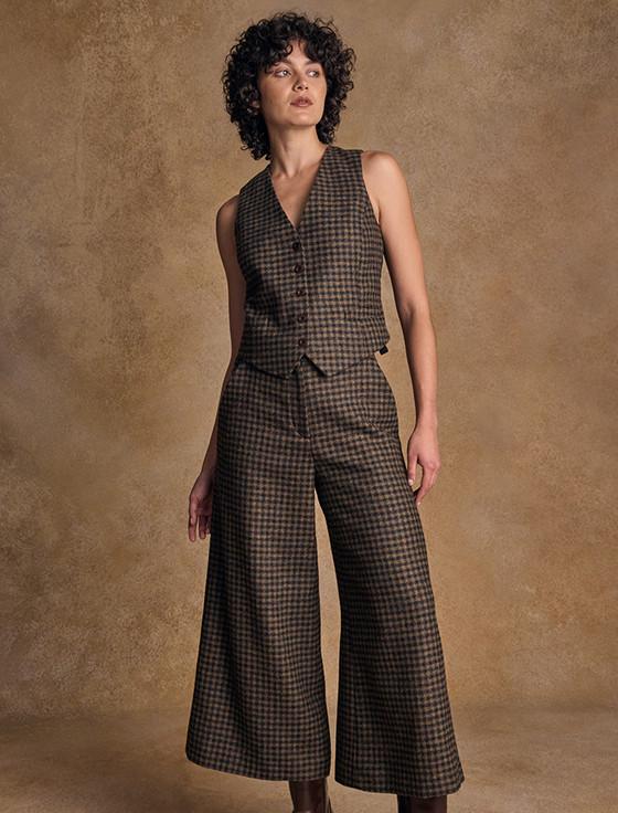 Aran Cashmere Enya Tweed Culottes - Earth Check