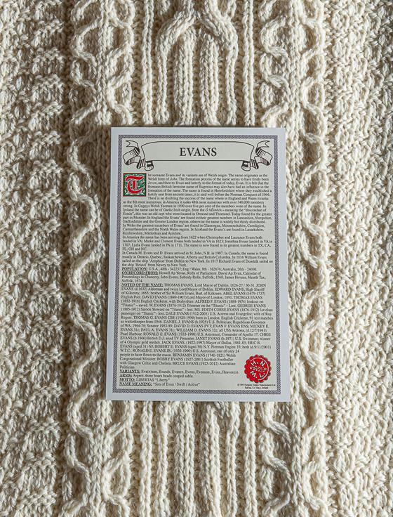 Aran Cashmere Evans Clan Aran Throw