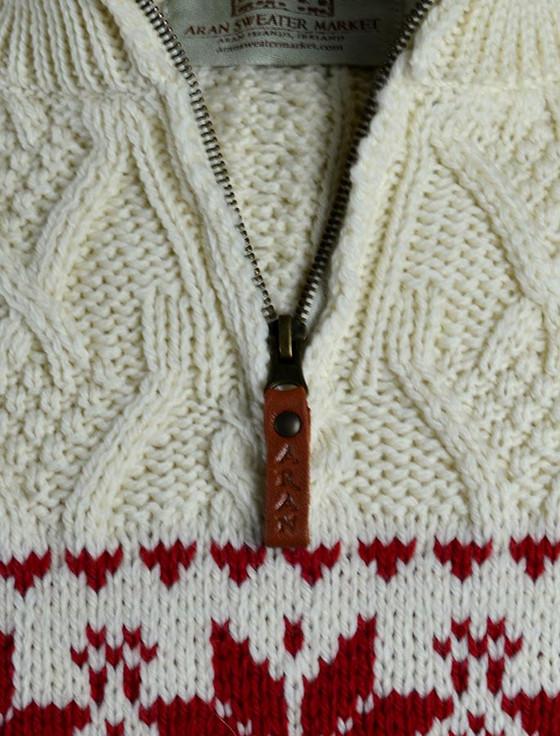 Aran Cashmere Fairisle Snowflake Zip-Neck Aran