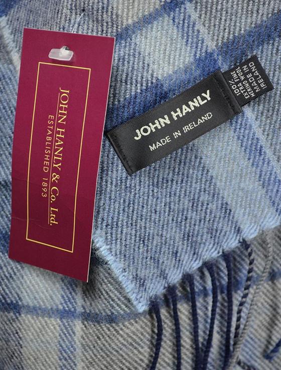 Aran Cashmere Fine Merino Plaid Scarf - Denim Grey