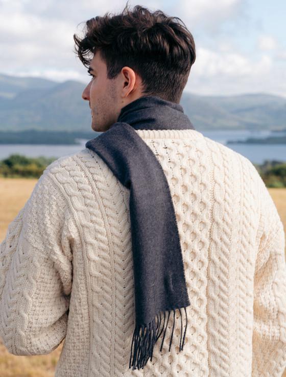 Aran Cashmere Fine Merino Scarf - Charcoal