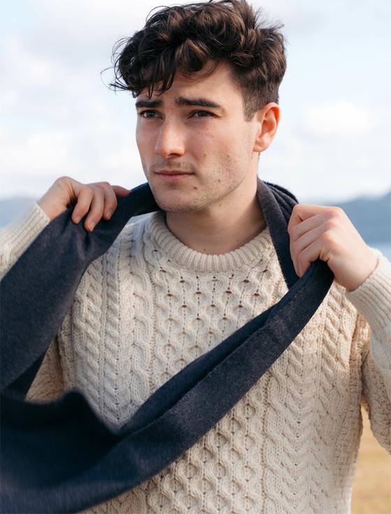 Aran Cashmere Fine Merino Scarf - Charcoal