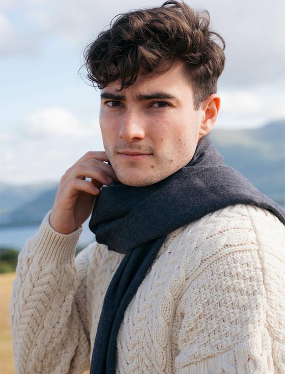 Aran Cashmere Fine Merino Scarf - Charcoal