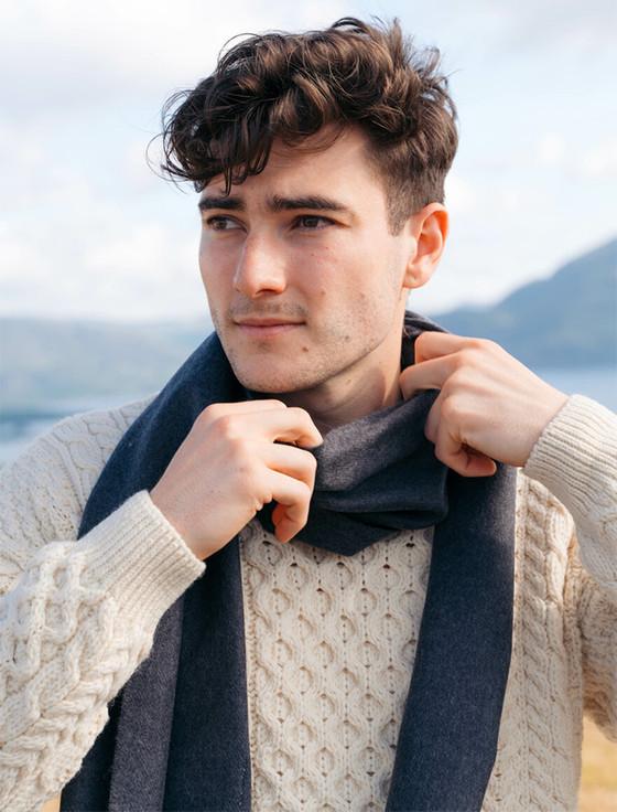 aran cashmere Fine Merino Scarf - Charcoal