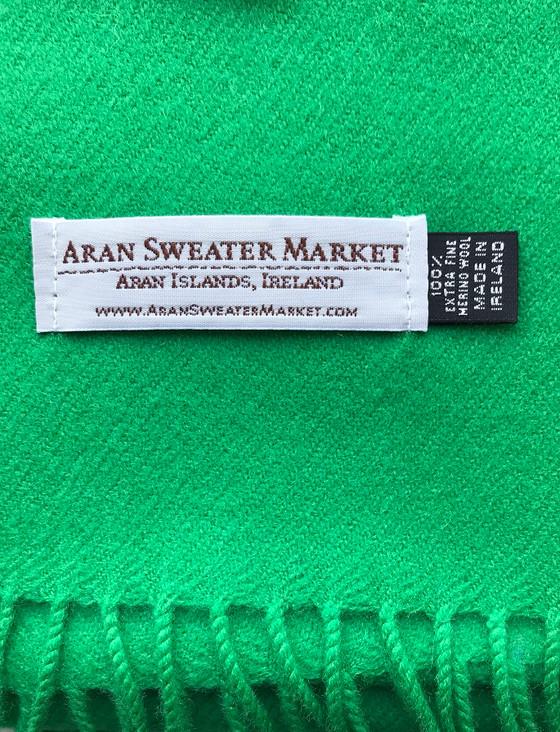 Aran Cashmere Fine Merino Scarf - Kelly Green