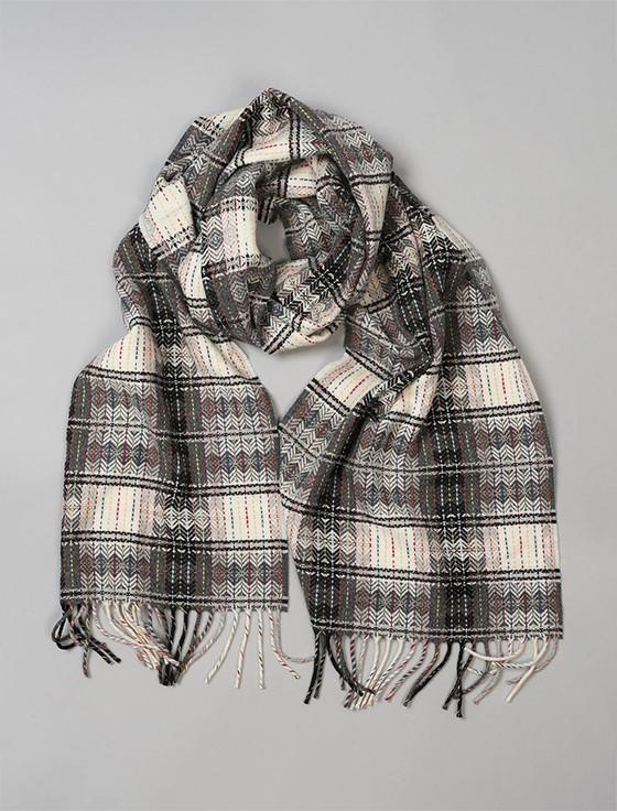 aran cashmere Fine Wool Diamond Weave Scarf - Grey