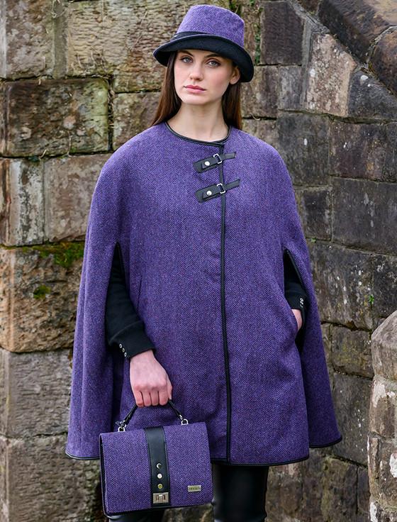 Aran Cashmere Fiona Tweed Bag - Dark Purple