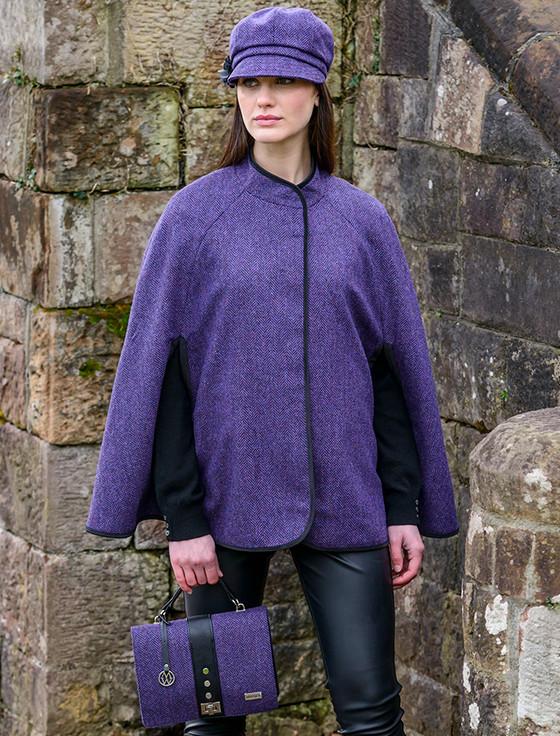 Aran Cashmere Fiona Tweed Bag - Dark Purple