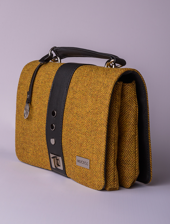 Aran Cashmere Fiona Tweed Bag - Mustard