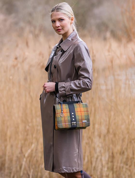 Aran Cashmere Fiona Tweed Bag - Orange & Green