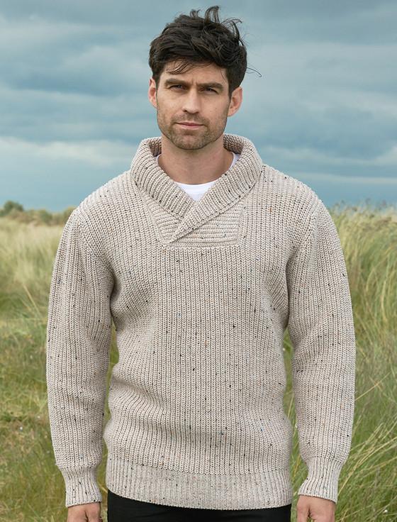 Aran Cashmere Fisherma‎n Sh‎awl N‎eck Sweater
