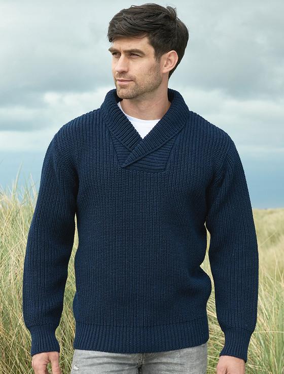 Aran Cashmere Fisherma‎n Sh‎awl Nec‎k Sweater