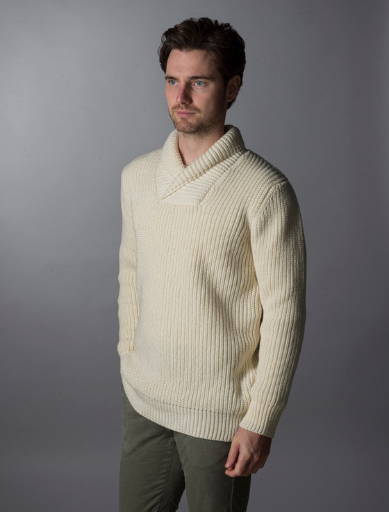 Aran Cashmere ‎Fisherma‎n Shawl Neck Sweater