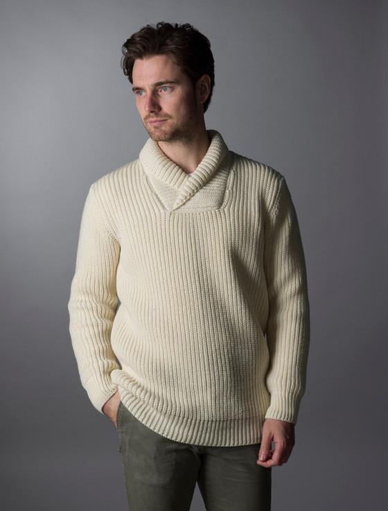 Aran Cashmere ‎Fisherma‎n Shawl Neck Sweater