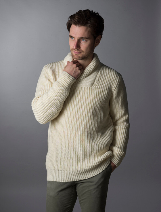 Aran Cashmere ‎Fisherma‎n Shawl Neck Sweater