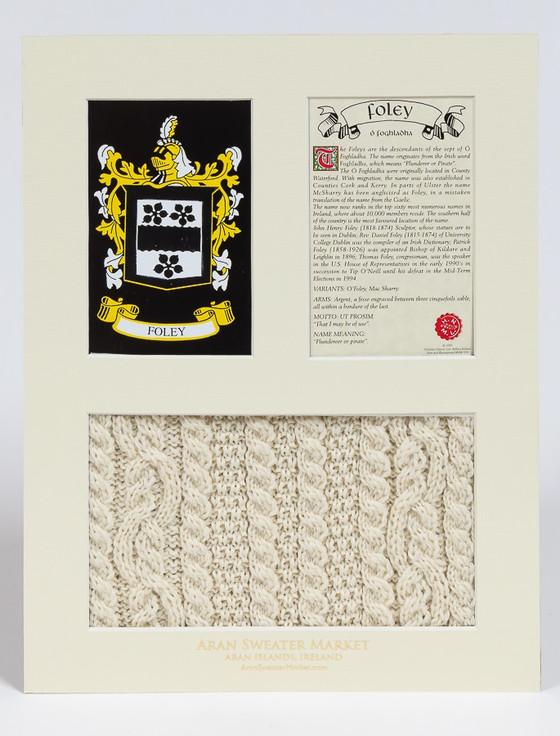 Aran Cashmere Foley Clan Aran & History Display