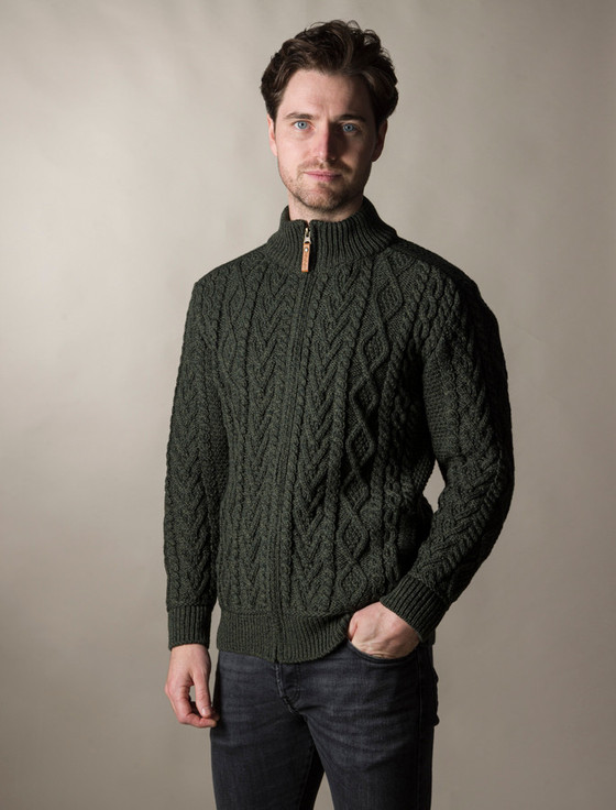 aran cashmere ‎Full Zip Aran ‎Cardiga‎n