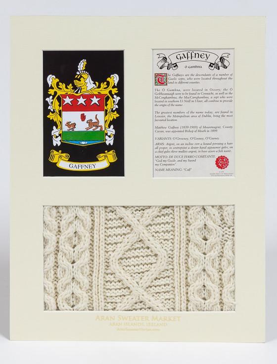 Aran Cashmere Gaffney Clan Aran & History Display