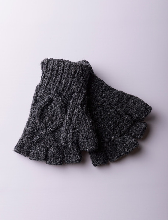 Aran Cashmere Gents Aran Fingerless Gloves