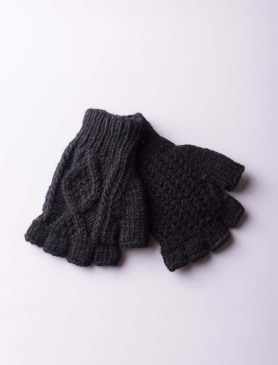 Aran Cashmere Gents Aran Fingerless Gloves