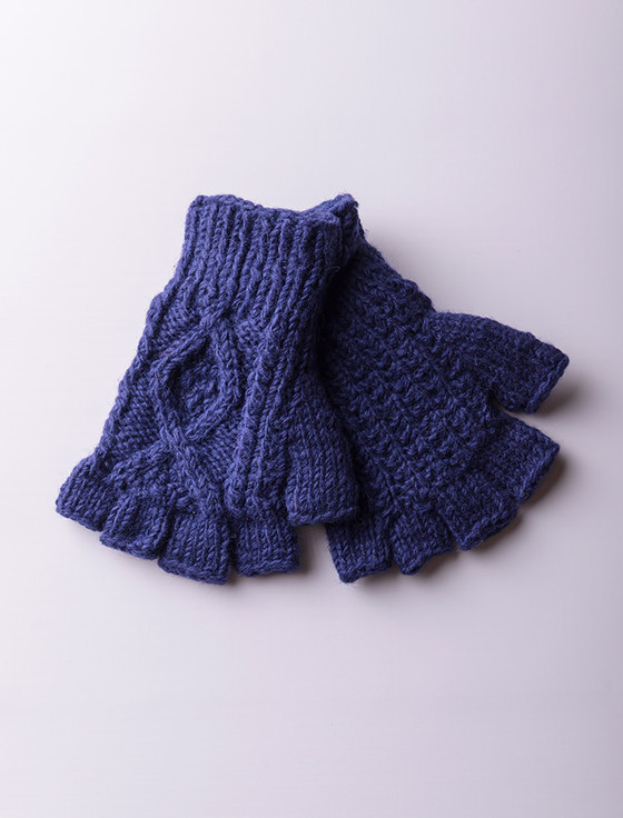 Aran Cashmere Gents Aran Fingerless Gloves