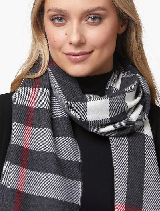 Aran Cashmere Giant Merino Scarf - Black White & Red