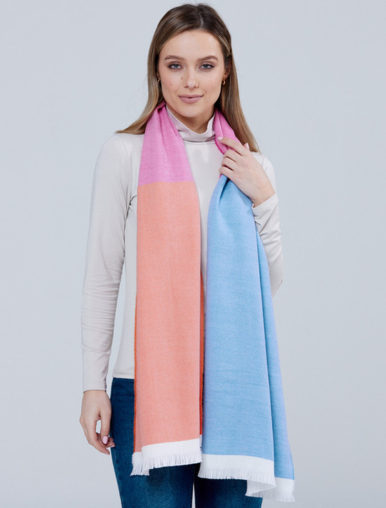 Aran Cashmere Giant Merino Scarf - Multi Stripe