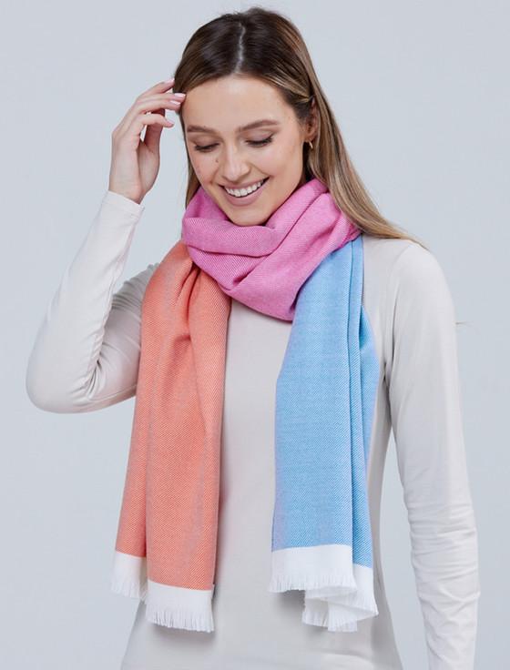 aran cashmere Giant Merino Scarf - Multi Stripe