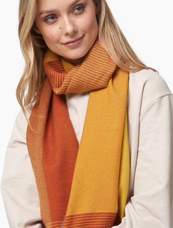 Aran Cashmere Giant Merino Scarf - Mustard Block