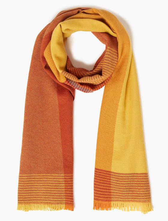 Aran Cashmere Giant Merino Scarf - Mustard Block