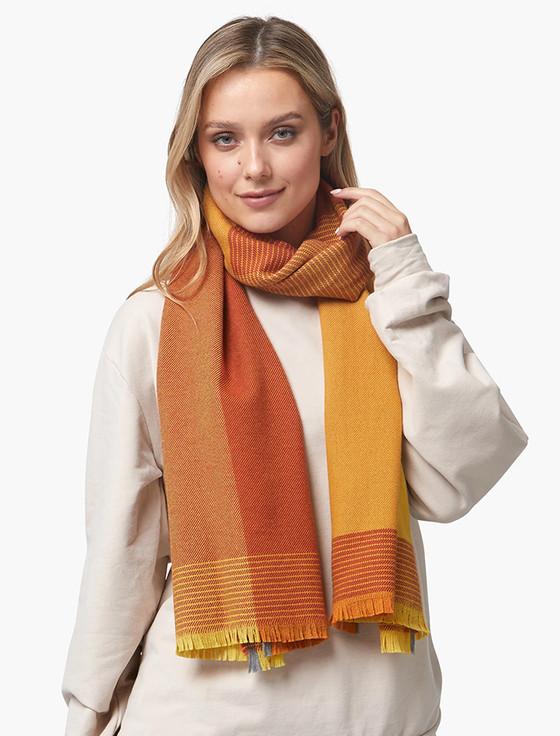 aran cashmere Giant Merino Scarf - Mustard Block