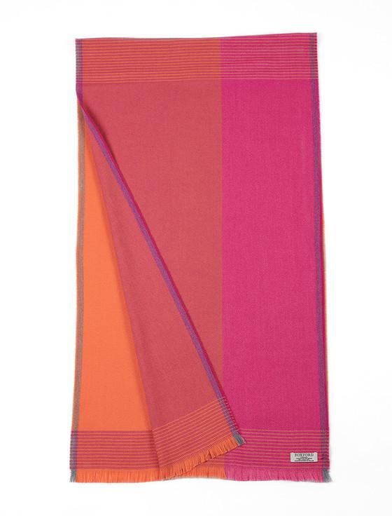 Aran Cashmere Giant Merino Scarf - Orange & Pink