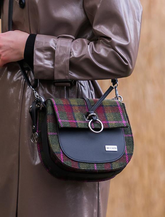 aran cashmere Grace Tweed Bag - Green Red Pink
