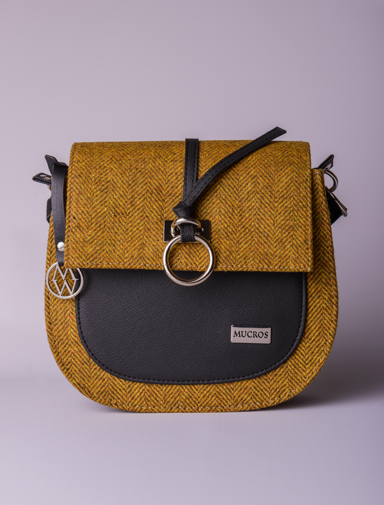 aran cashmere Grace Tweed Bag - Mustard