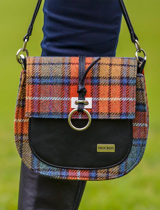 Aran Cashmere Grace Tweed Bag - Orange Green & Blue
