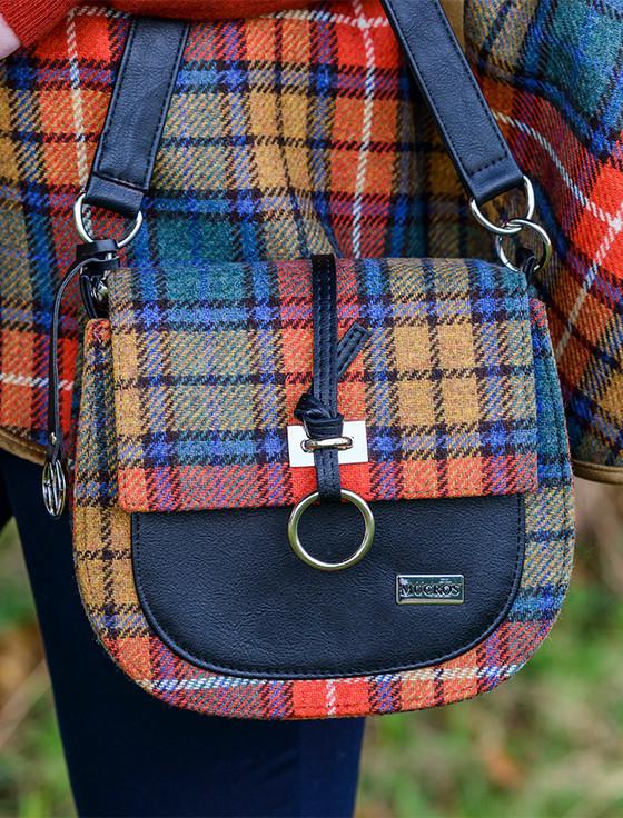 Aran Cashmere Grace Tweed Bag - Orange Green & Blue