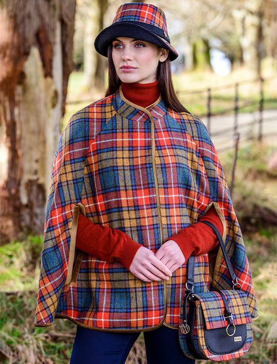 Aran Cashmere Grace Tweed Bag - Orange Green & Blue