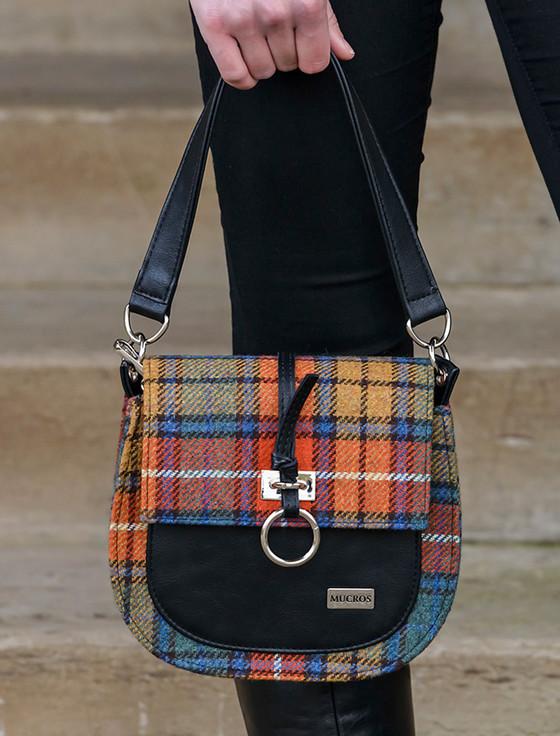 aran cashmere Grace Tweed Bag - Orange Green & Blue