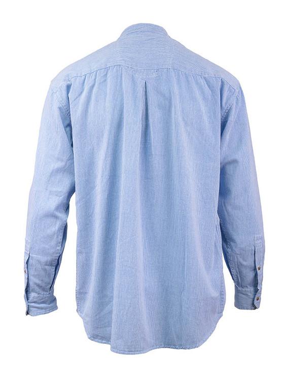 Aran Cashmere Grandfather Shirt - Blue Pin Stripe