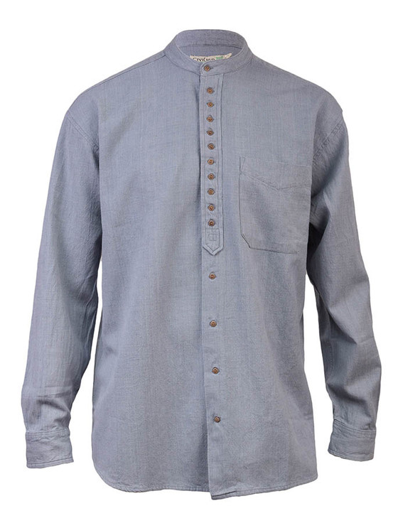 Aran Cashmere Grandfather Shirt - Cloud