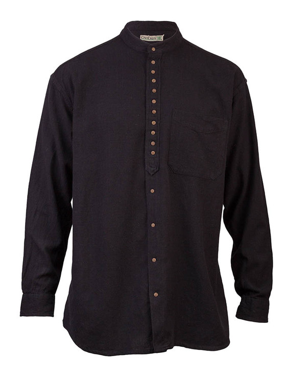 Aran Cashmere Grandfather Shirt - Motor Black