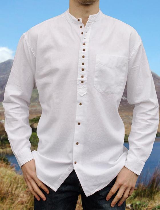 Aran Cashmere Grandfather Shirt - White